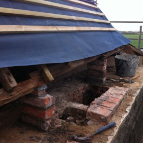 We removed 4 chimenys in total. And brick pillers were instaled to support the new purlins required. All timbers were treated with a comprehensive wood treatment.