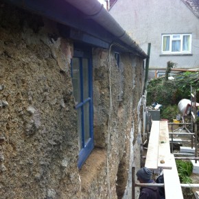 Here you can see the sills removed ready for the new slate.