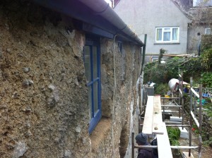 Here you can see the sills removed ready for the new slate.