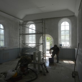 Lime plastering Cornish church