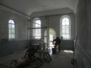 Lime plastering Cornish church