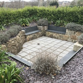 Front garden revamp with a Granite wall and a sunken garden