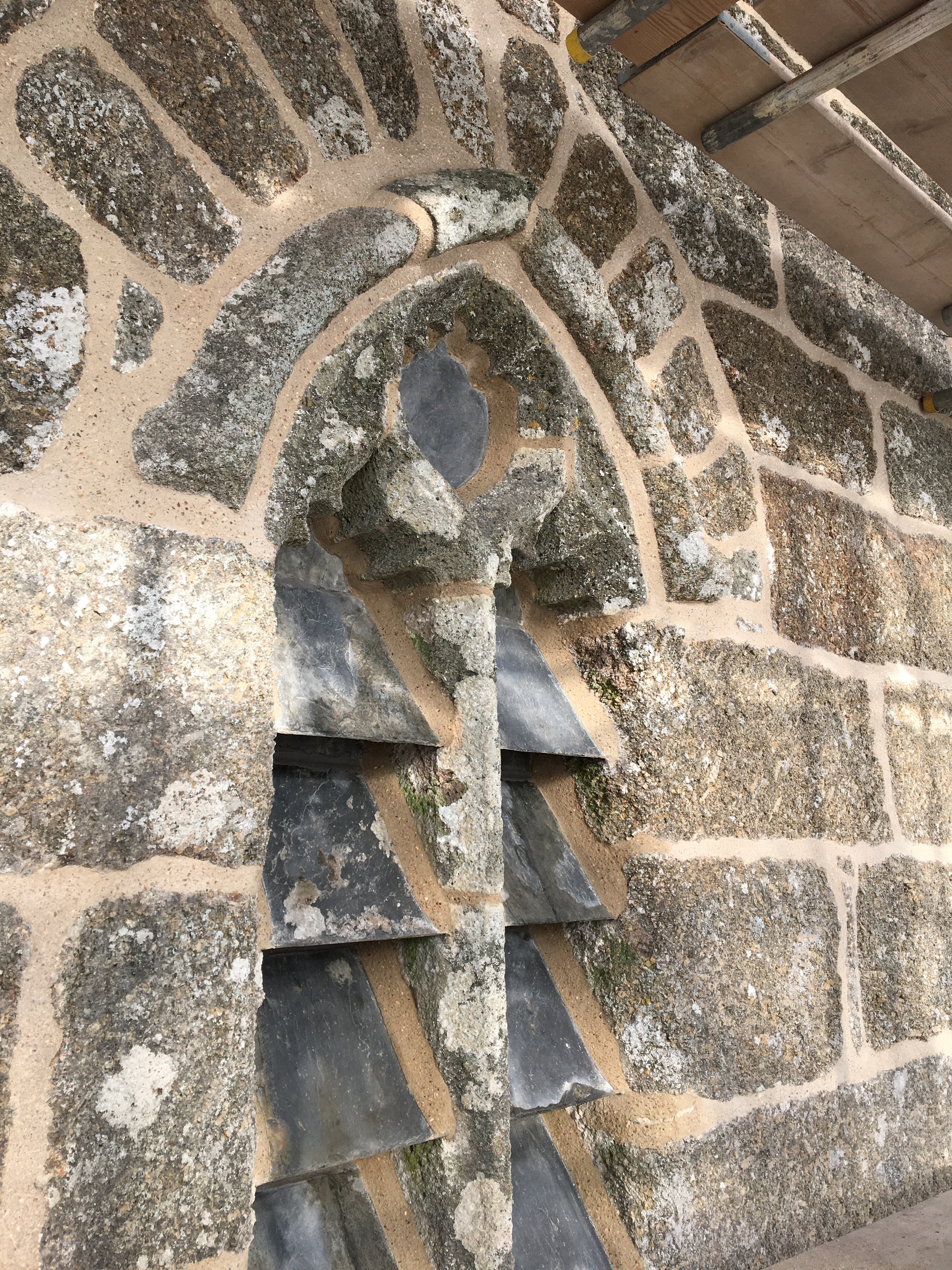 Bell tower repointed by Cornish lime builders. 